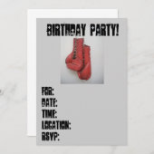 Birthday Party Invitations Boxing Ghandschoenen Kaart (Voorkant / Achterkant)