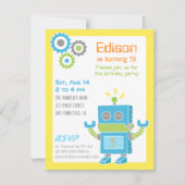 Birthday Party Invitations Colorful Cute Robot Kaart (Voorkant)