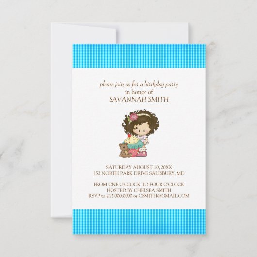 Birthday Party Invitations for a Girl Kaart (Voorkant)