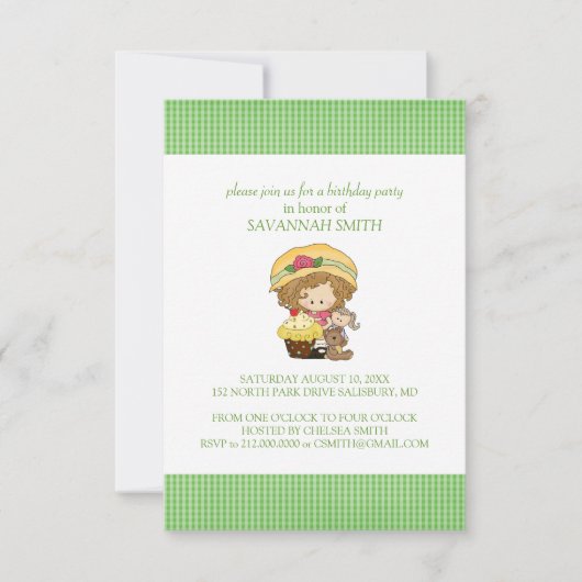 Birthday Party Invitations for a Girl Kaart (Voorkant)