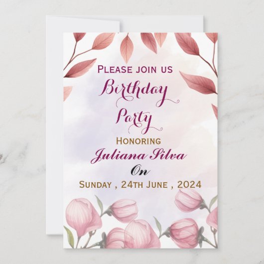 Birthday Party Invitations  Kaart (Voorkant)