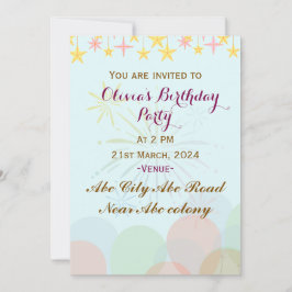 Birthday Party Invitations Kaart