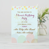 Birthday Party Invitations Kaart (Staand voorkant)