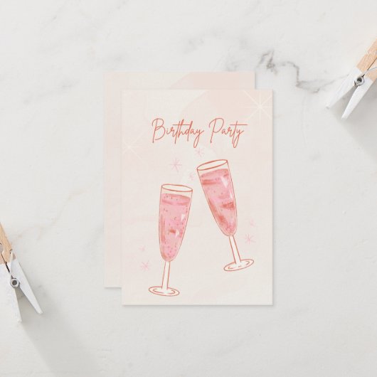 Birthday Party Invitations Kaart (Voorkant / Achterkant in situ)