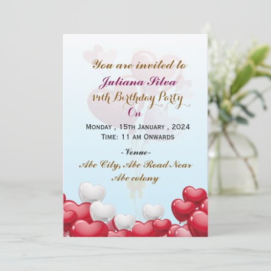 Birthday Party Invitations Kaart (Staand voorkant)