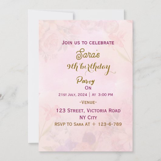 Birthday Party Invitations Kaart (Voorkant)