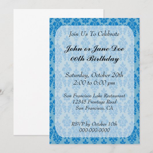 Birthday Party Invitations Kaart (Voorkant / Achterkant)