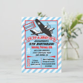Birthday Party Invitations Retro Airplane Kaart (Staand voorkant)