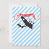 Birthday Party Invitations Retro Airplane Kaart (Achterkant)