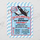 Birthday Party Invitations Retro Airplane Kaart (Voorkant / Achterkant)