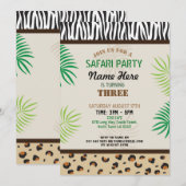 Birthday Party Invite Animal Zoo Safari Party Kaart (Voorkant / Achterkant)