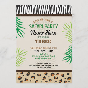 Birthday Party Invite Animal Zoo Safari Party Kaart