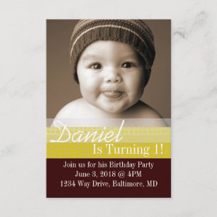 Birthday Party Invite   B-Dag I  dbrli Kaart