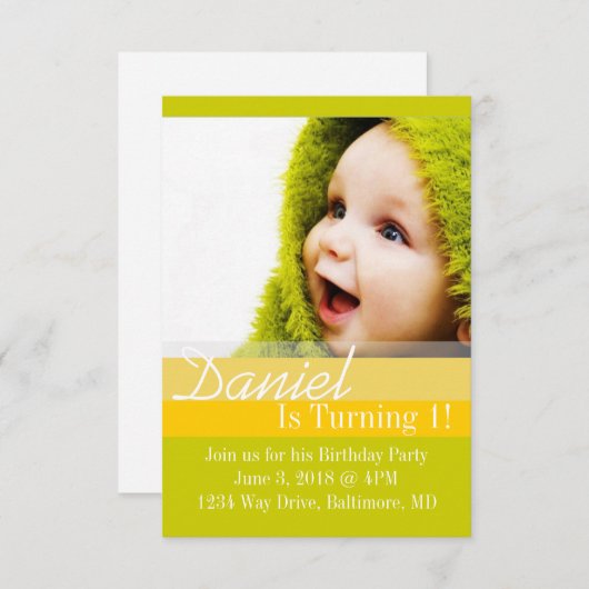 Birthday Party Invite | B-dag II |gryl Kaart (Voorkant / Achterkant)