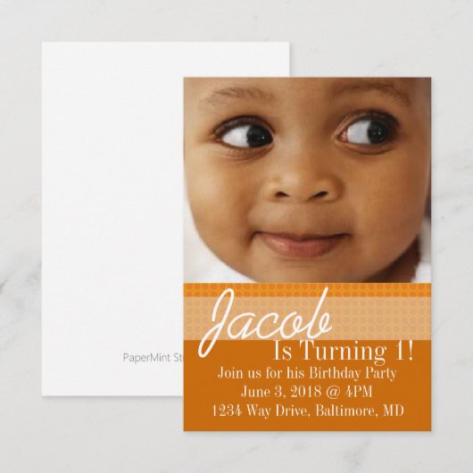 Birthday Party Invite | B-dag |of Kaart (Voorkant / Achterkant)