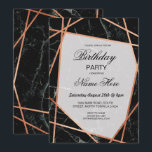 Birthday Party Invite Black Marble Roos Gold 21st Kaart<br><div class="desc">Elegant Black Marble Roos Gold Party uitnodigingen. Afdruk achteraan inbegrepen. Verander de tekst om uw partij aan te passen. Bekijk het collectie - uitzicht Wow! Voor het zwarte marmer & Roos Gold collectie.</div>
