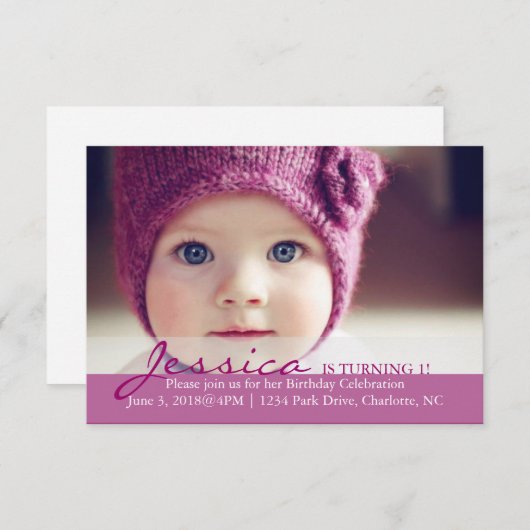 Birthday Party Invite | Draaien 1! Kaart (Voorkant / Achterkant)