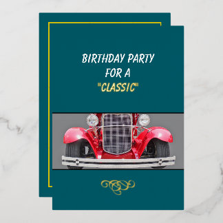 Birthday Party invite for a Classic (older person) Folie Feestdagenkaart