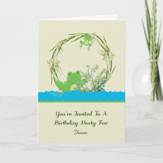 Birthday Party Invite for Child with Frogs (Voorkant)