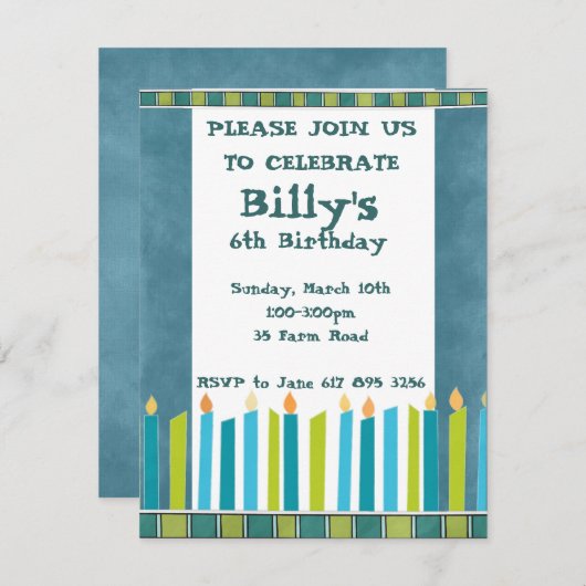 Birthday Party Invite Kaart (Voorkant / Achterkant)