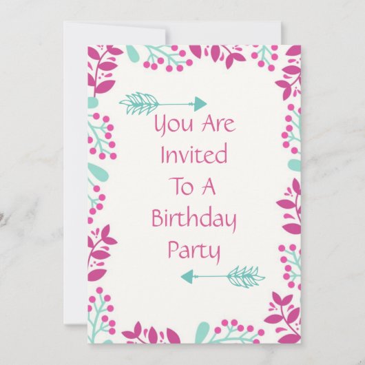 Birthday Party Invite Kaart (Voorkant)