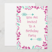 Birthday Party Invite Kaart (Voorkant / Achterkant)