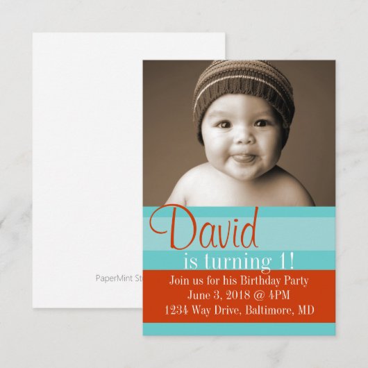 Birthday Party Invite | Kleuren |blbr. Kaart (Voorkant / Achterkant)