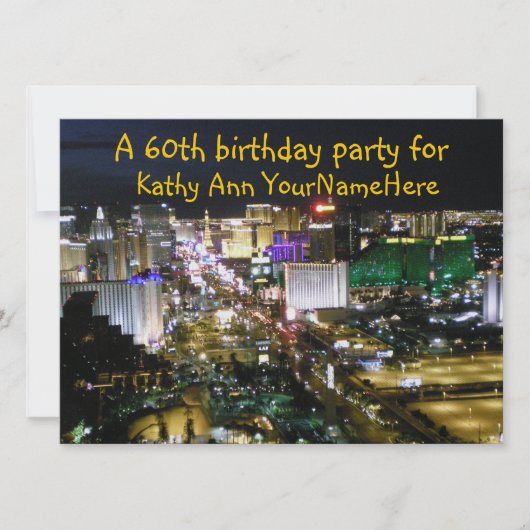Birthday Party Invite Las Vegas Nevada Kaart (Voorkant)