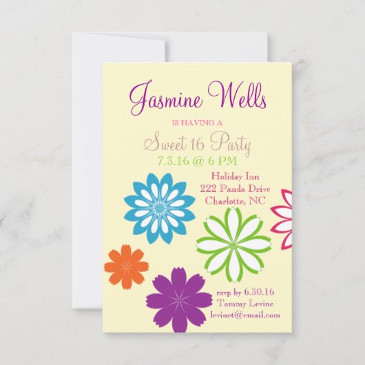 Birthday Party Invite | " zoet" 16 Kaart (Voorkant)