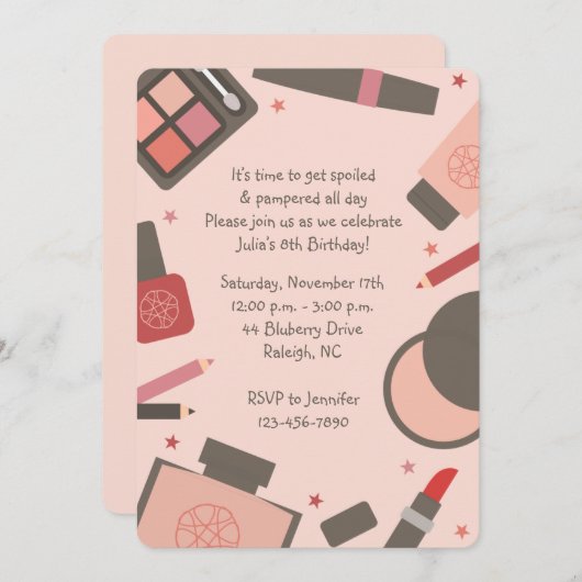 Birthday Party invullen Kaart (Voorkant / Achterkant)