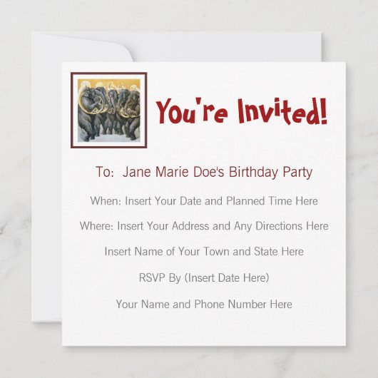 Birthday Party Kaart (Achterkant)