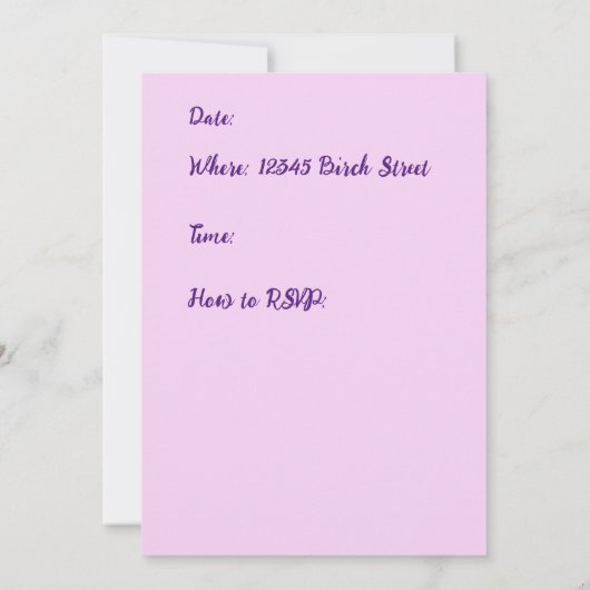 Birthday Party Kaart (Achterkant)