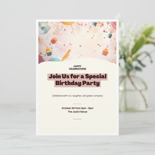 Birthday Party Kaart (Staand voorkant)