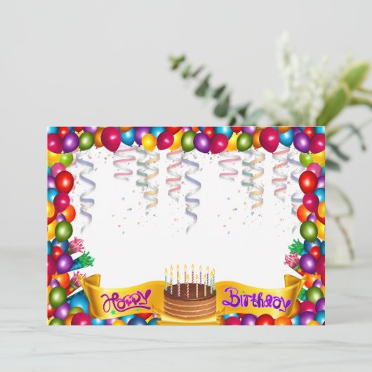 Birthday party kaart (Staand voorkant)