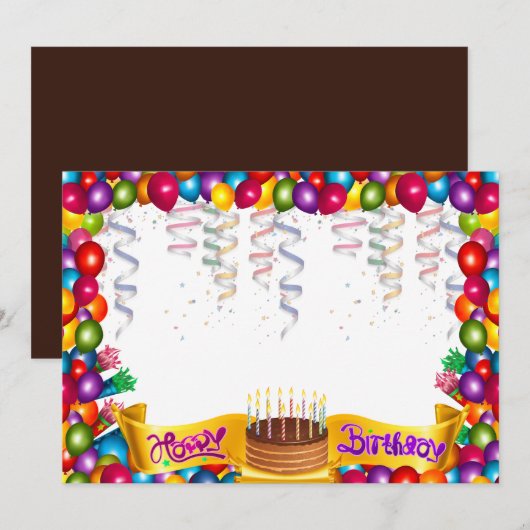 Birthday party kaart (Voorkant / Achterkant)