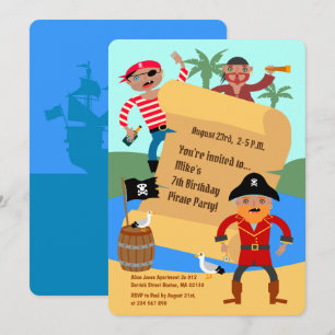 Birthday Party - kaart voor piraten en schatten
