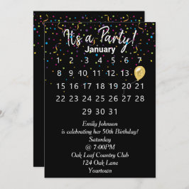 Birthday Party-kalender met Confetti Kaart