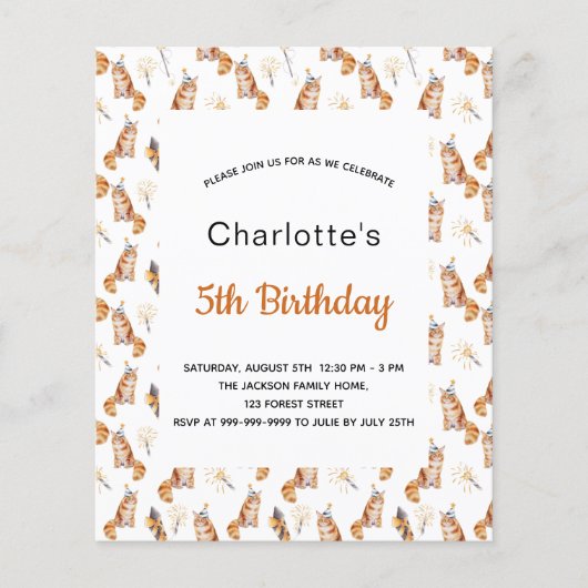Birthday party Katten White golden girl budget Flyer (Voorkant)