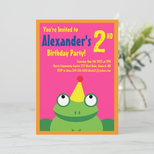 Birthday Party Kind kikker Kaart (Staand voorkant)