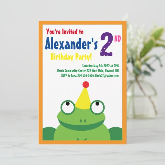 Birthday Party Kind kikker Kaart (Staand voorkant)