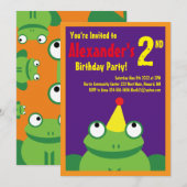 Birthday Party Kind kikker Kaart (Voorkant / Achterkant)