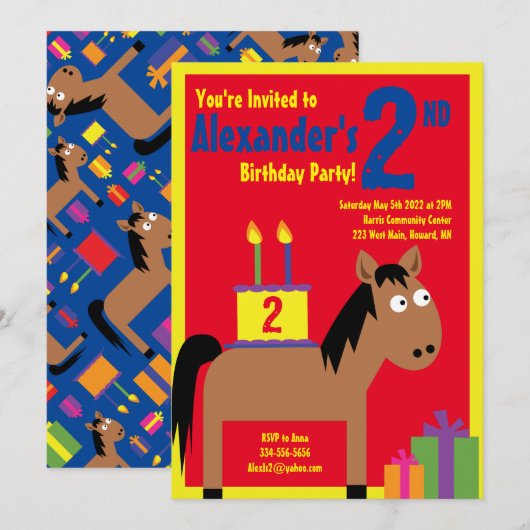 Birthday Party Kind voor paarden Kaart (Voorkant / Achterkant)