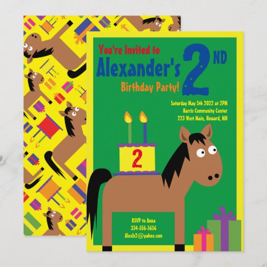 Birthday Party Kind voor paarden Kaart (Voorkant / Achterkant)