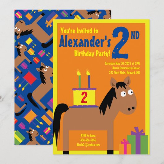 Birthday Party Kind voor paarden Kaart (Voorkant / Achterkant)