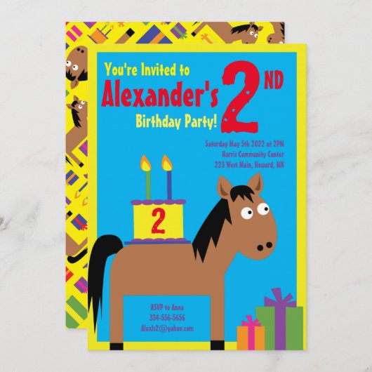 Birthday Party Kind voor paarden Kaart (Voorkant / Achterkant)