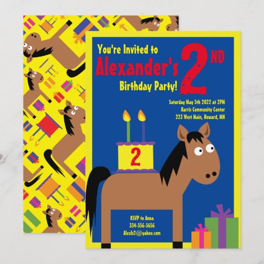 Birthday Party Kind voor paarden Kaart (Voorkant / Achterkant)