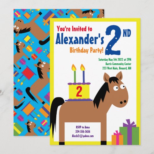 Birthday Party Kind voor paarden Kaart (Voorkant / Achterkant)
