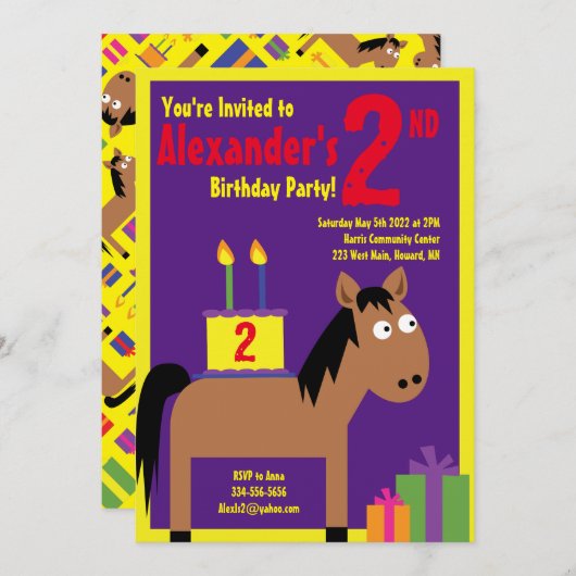 Birthday Party Kind voor paarden Kaart (Voorkant / Achterkant)