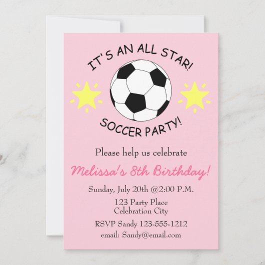 Birthday Party kinder uitnodiging aanpasbaar (Voorkant)