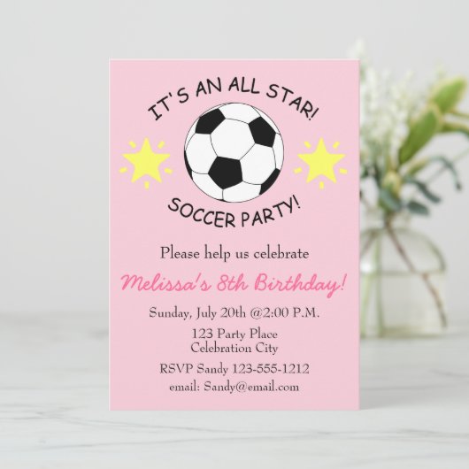 Birthday Party kinder uitnodiging aanpasbaar (Staand voorkant)